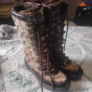 Coach Women's Brown Lace-Up Boots